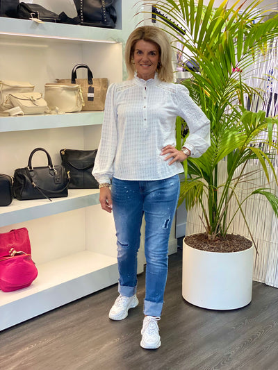 Azzurro Top met Broderie offwhite 0322