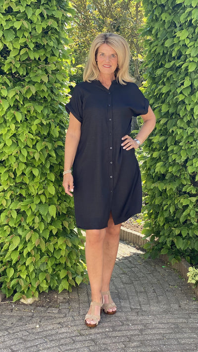 Azzurro Doorknoopjurk 5549 zwart