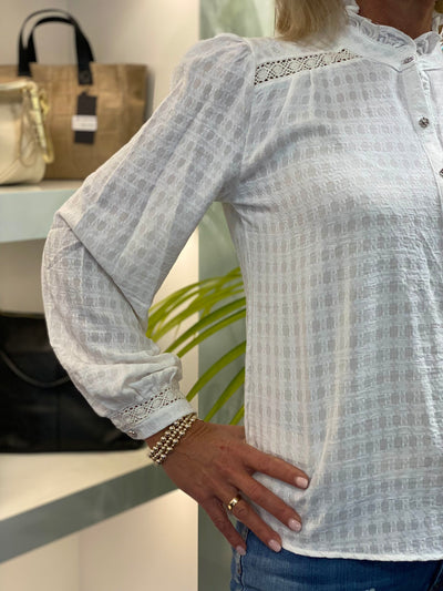 Azzurro Top met Broderie offwhite 0322