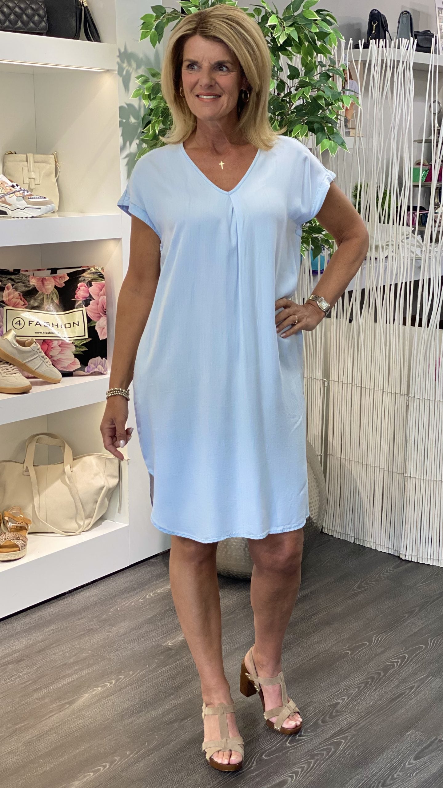 Freequent Renna Jurk light blue denim