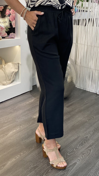 Freequent Linnen Lava Broek Enkellengte zwart