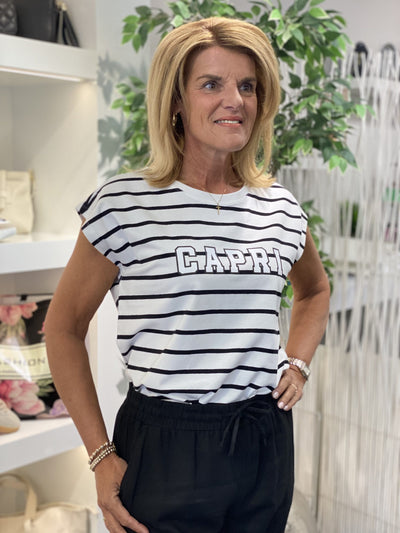 Freequent Fenjal Capri Shirt brilliant white w. black