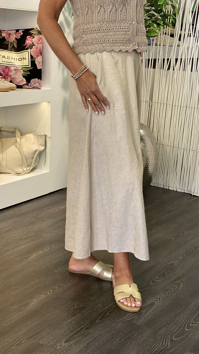 Freequent Lava Linnen Rok zand melange