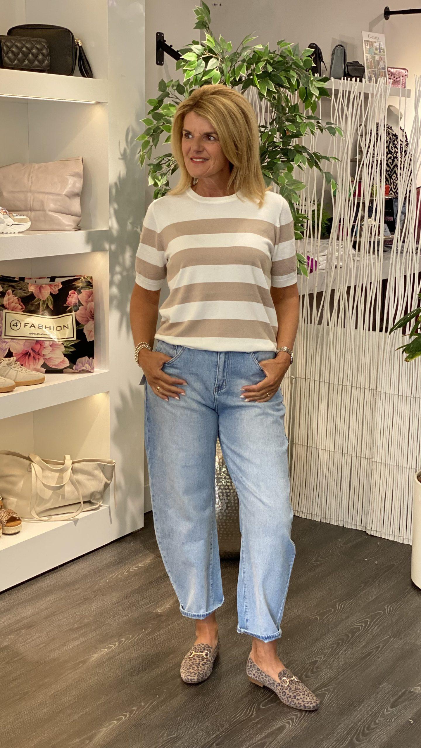 Freequent Pixie Pullover star off white w. taupe