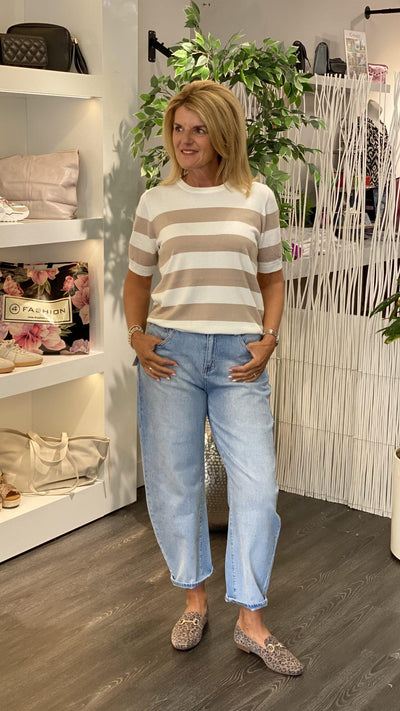 Freequent Pixie Pullover star off white w. taupe