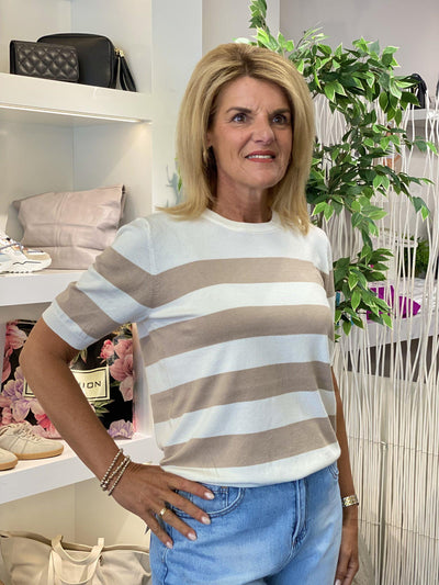 Freequent Pixie Pullover star off white w. taupe