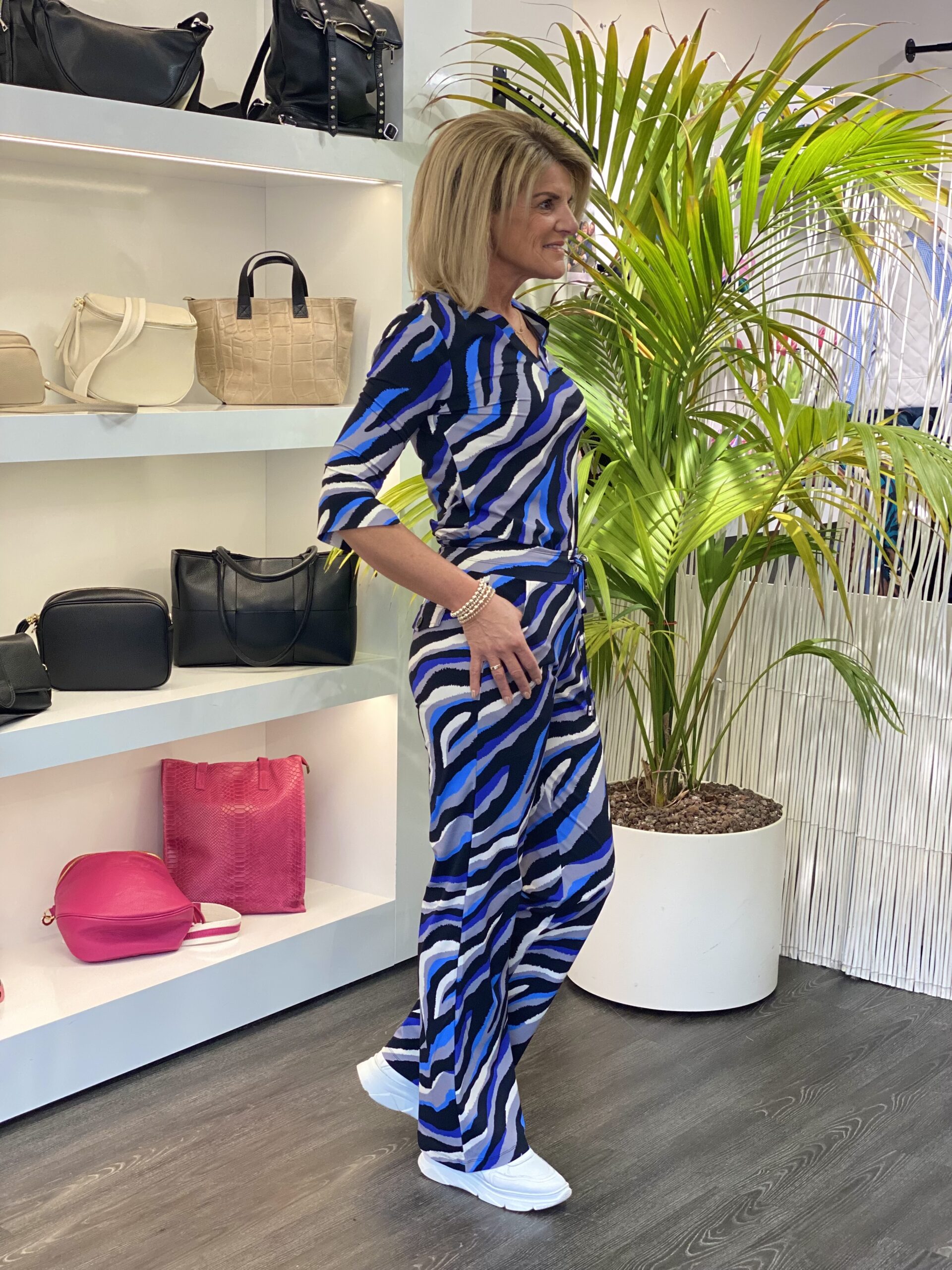 Mi Piace Travelbroek Loose Fit blue grey zebra 202089