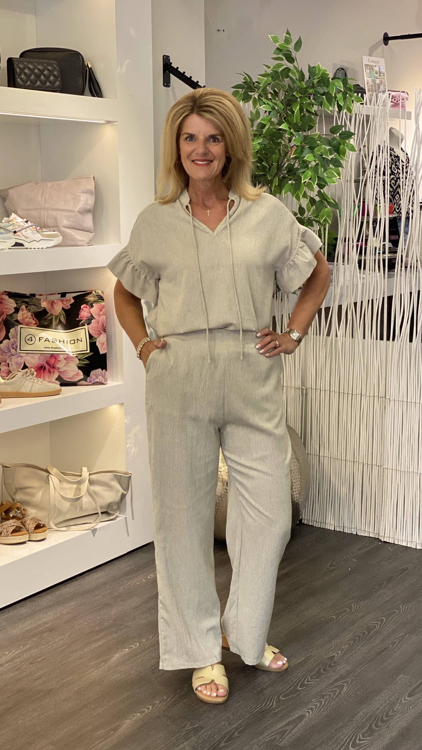 Azzurro Wijde Broek 9759 beige