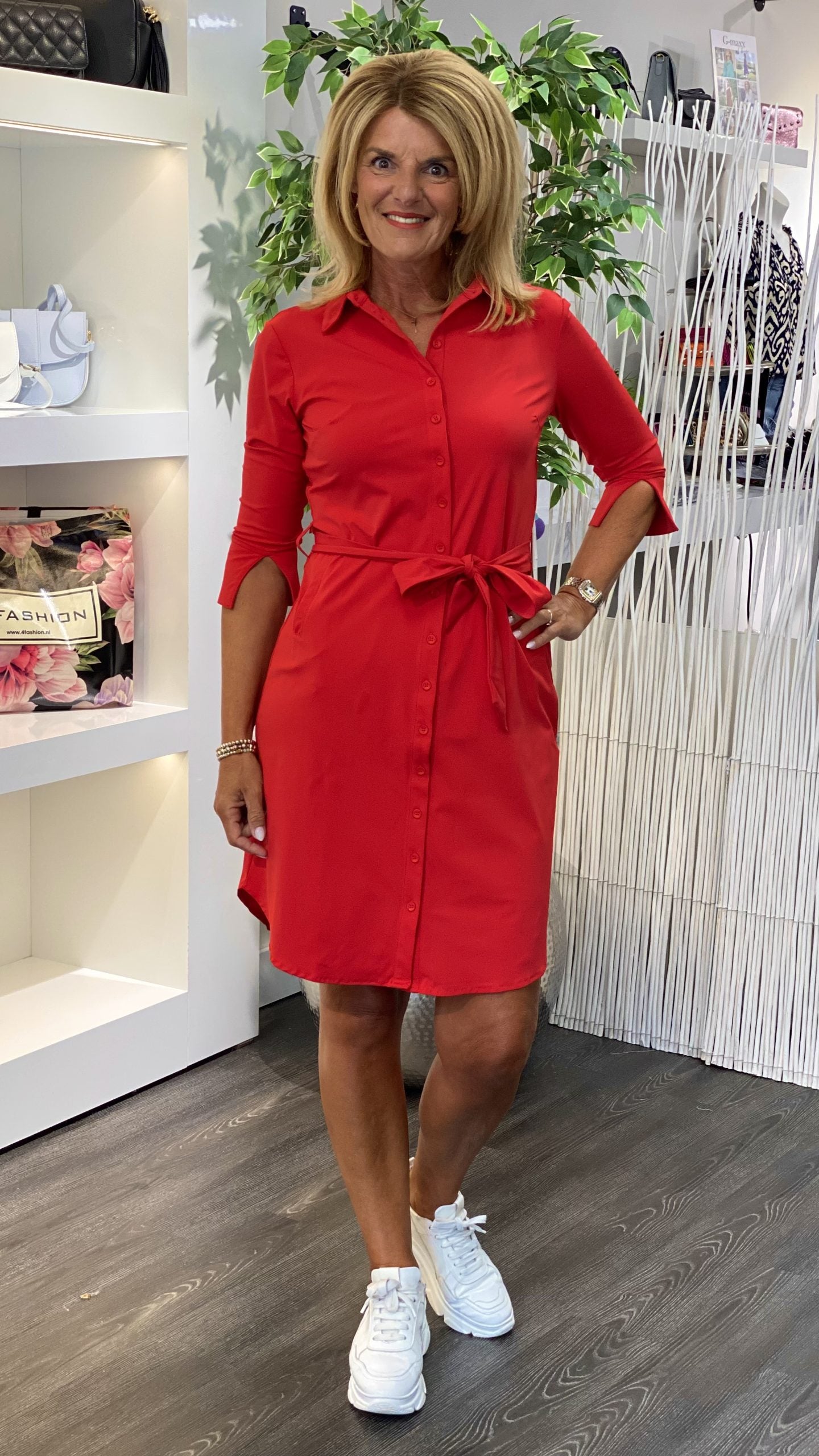 Mi Piace Travelstof Jurk rood Bestseller 202092