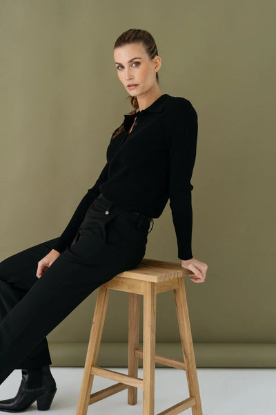 Maicazz Polo Sweater zwart