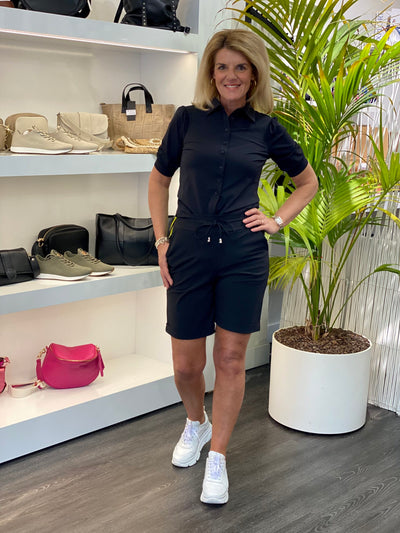 Mi Piace Travelstof Blouse Korte Mouw zwart 202270