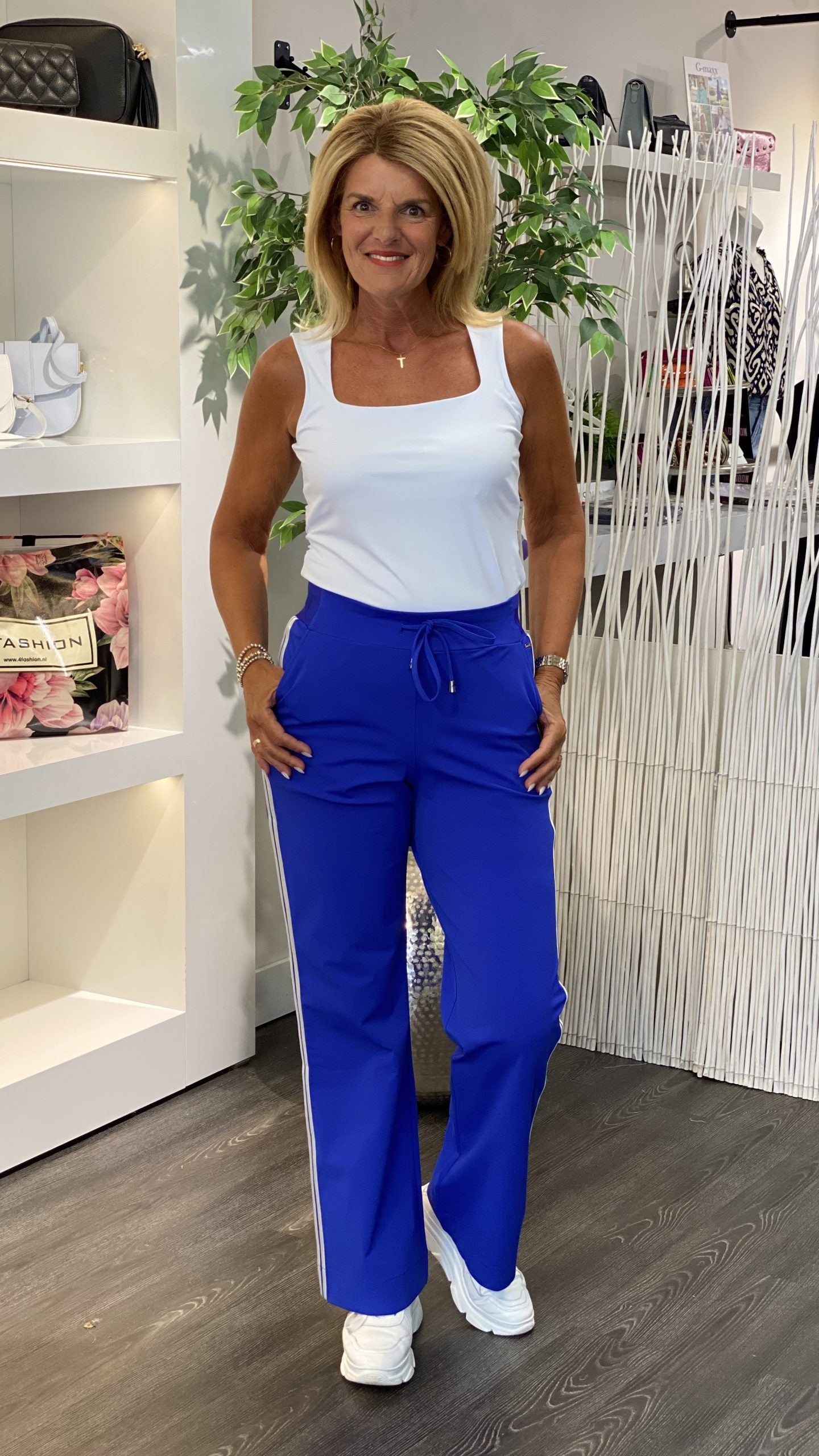 Mi Piace Travelbroek Binding cobalt blauw offwhite 202617