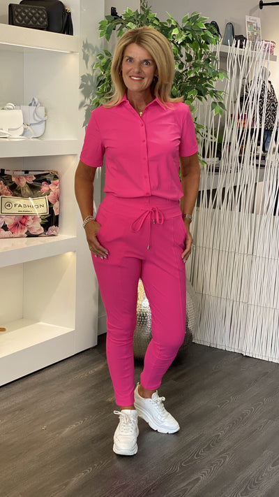 Mi Piace Travelstof Blouse Korte Mouw fuchsia 202270