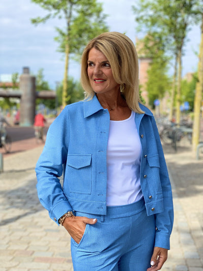 Mi Piace Travelstof Jacket bonded bleached denim 202628