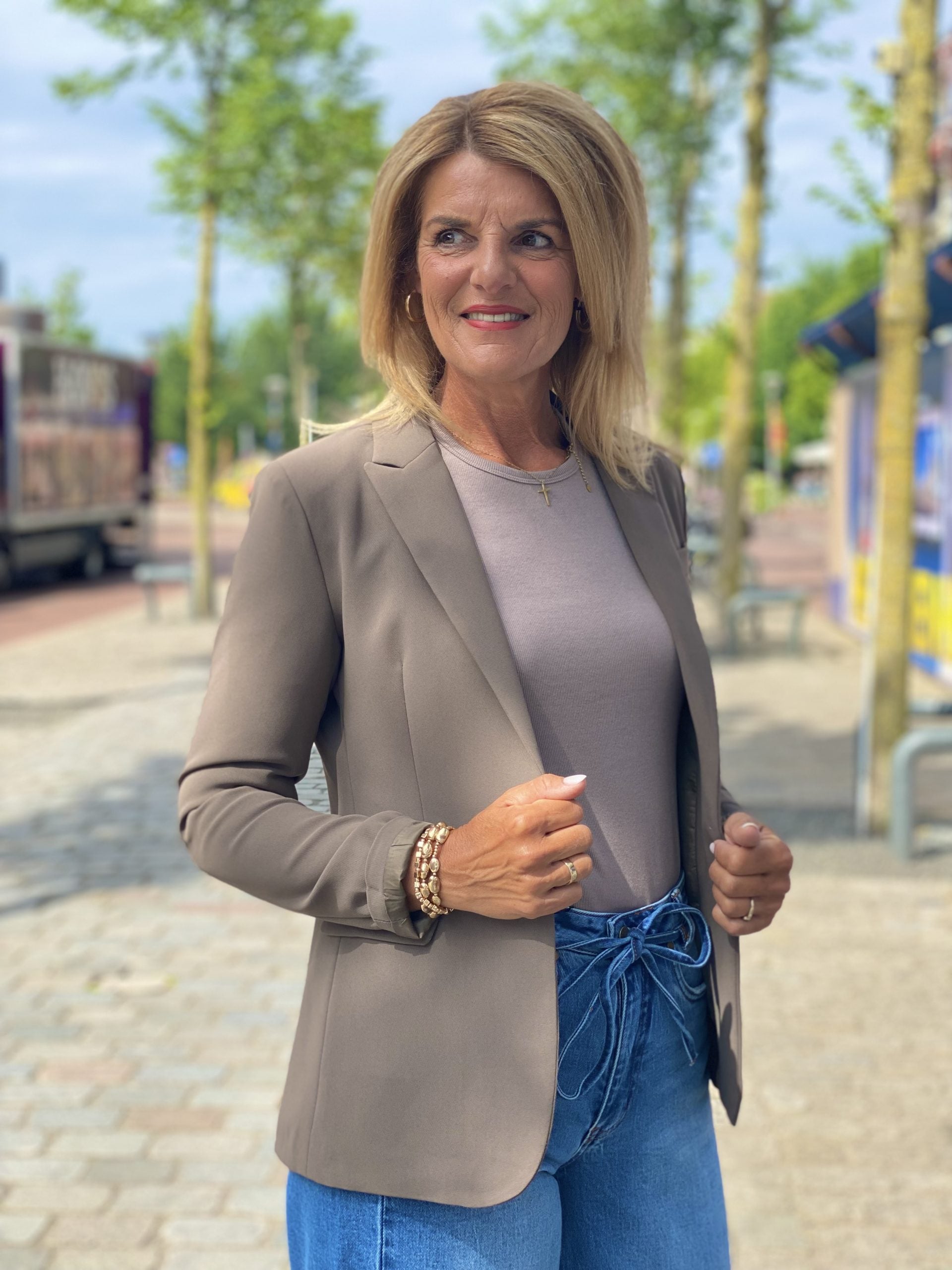 Fashion Halflange Blazer 0406 taupe