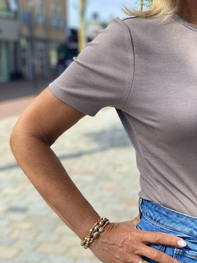 Mi Piace Basic T-shirt top taupe 2020056