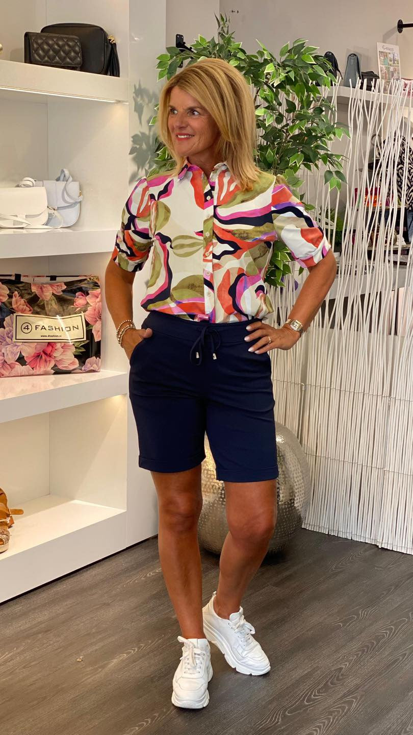 Mi Piace Travelstof Blouse Korte Mouw multicolour picasso print 202270