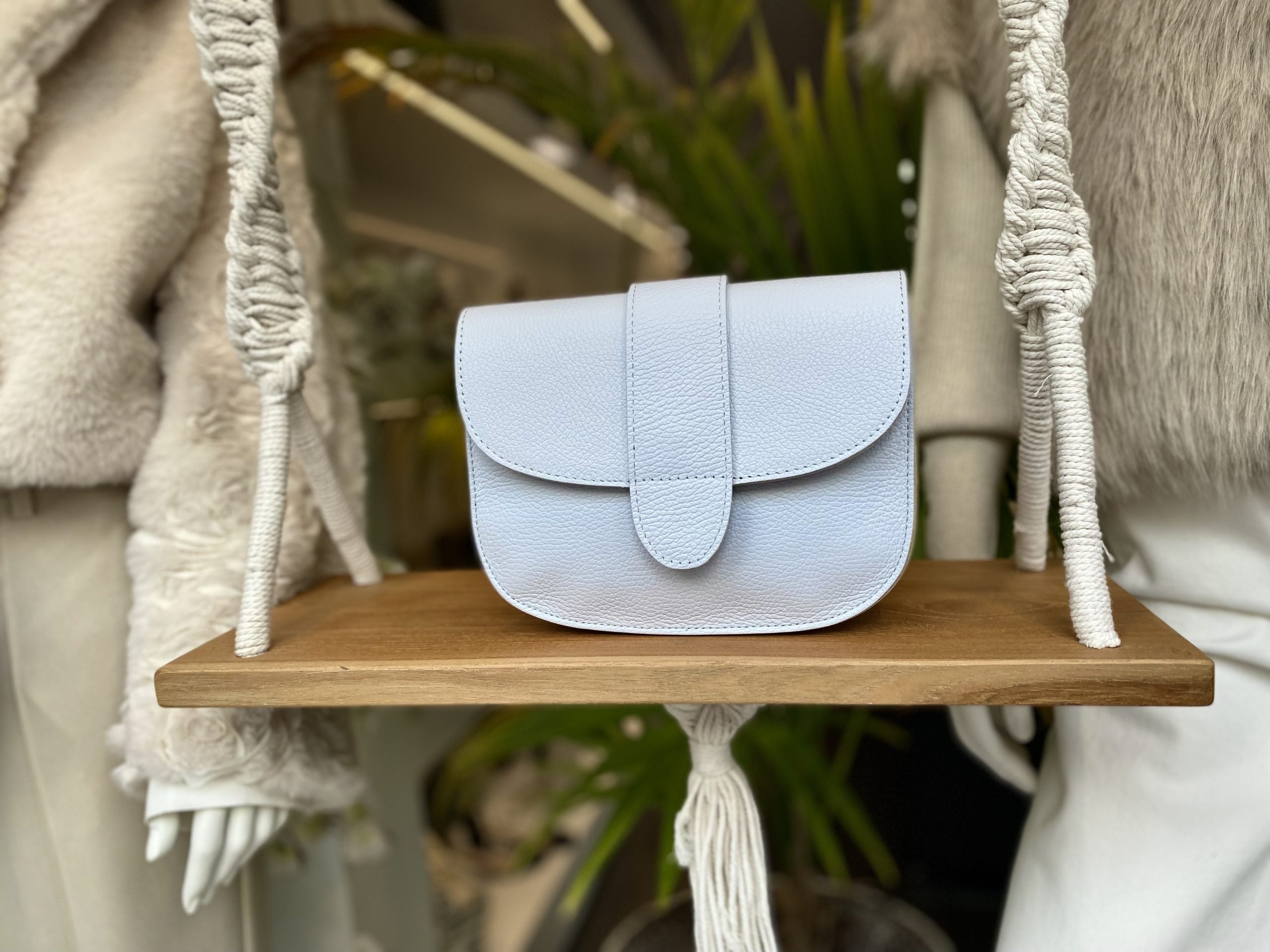 Maan Tas Leer Baby Blue T230