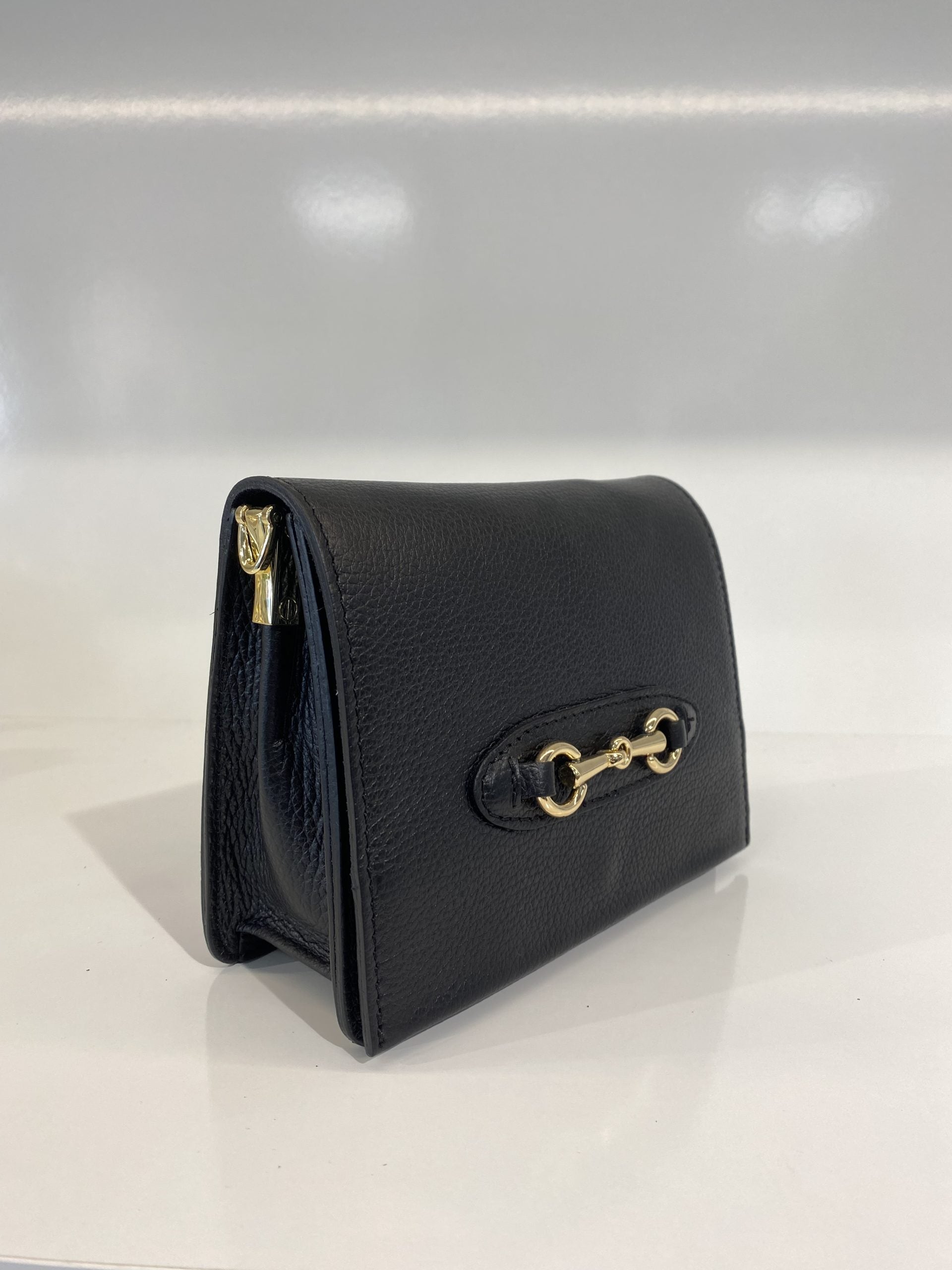 Teatro Tas Leer Zwart Gouden Gesp T232