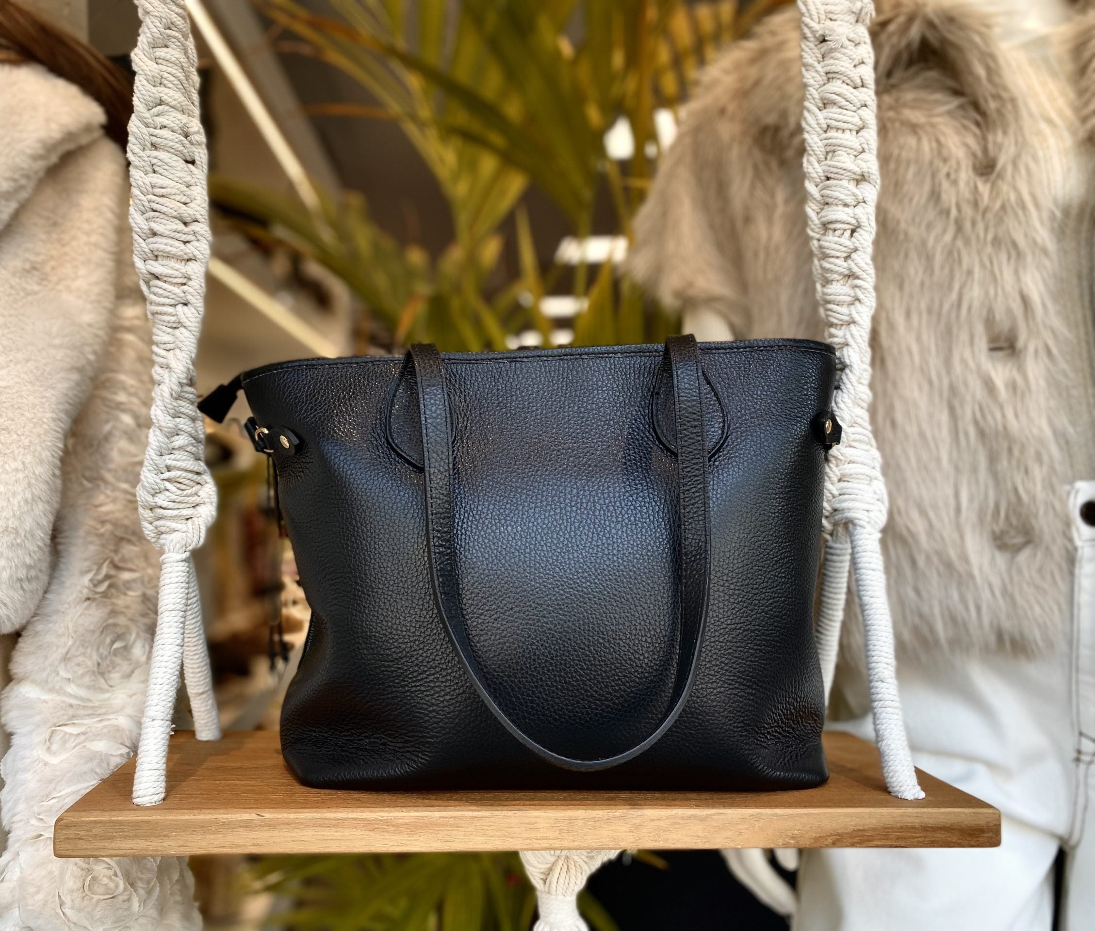 Shopper Lot Tas Zwart Leer T507