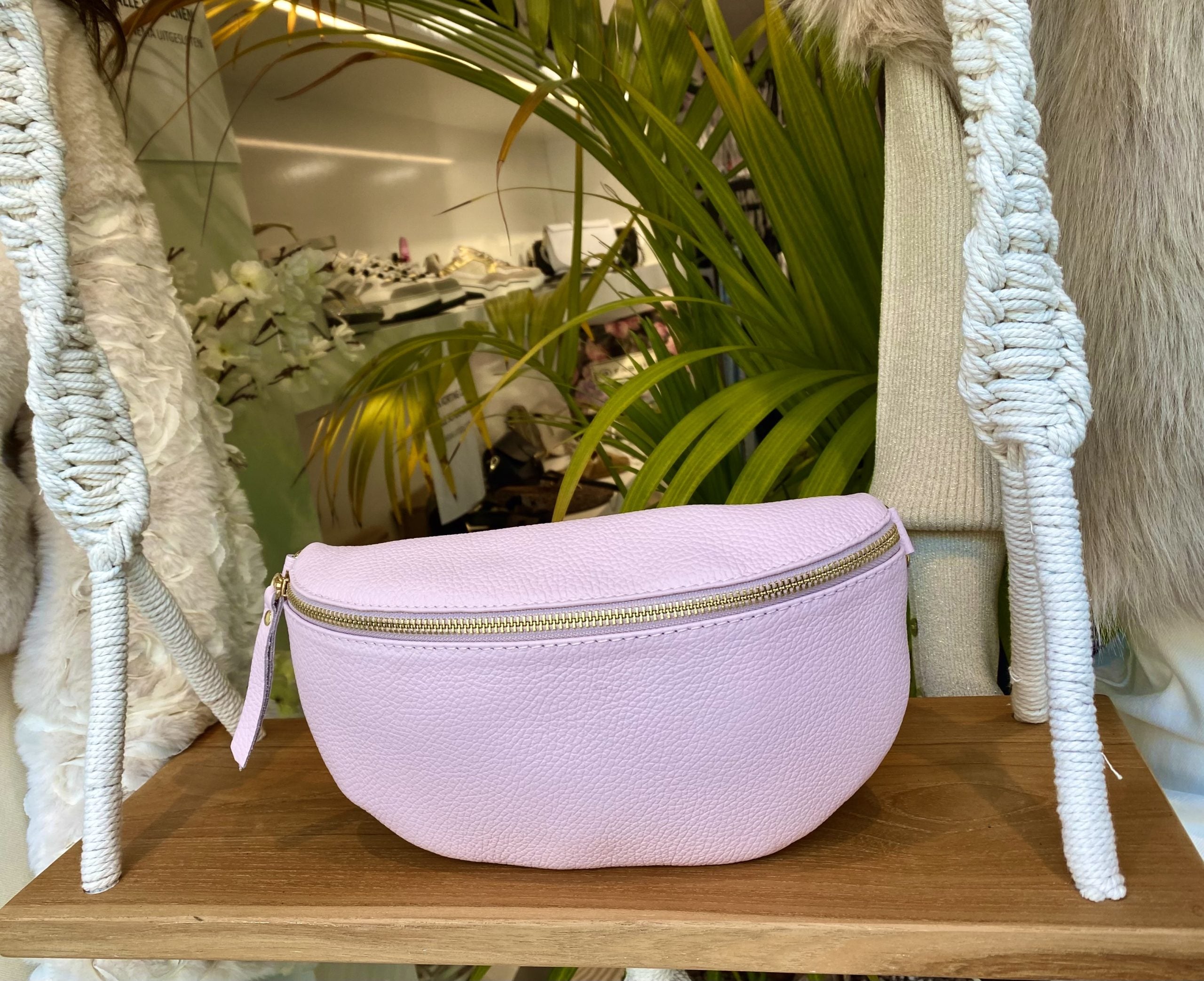 Fanny Pack Crossbody Tas Leer Pastel Pink T223