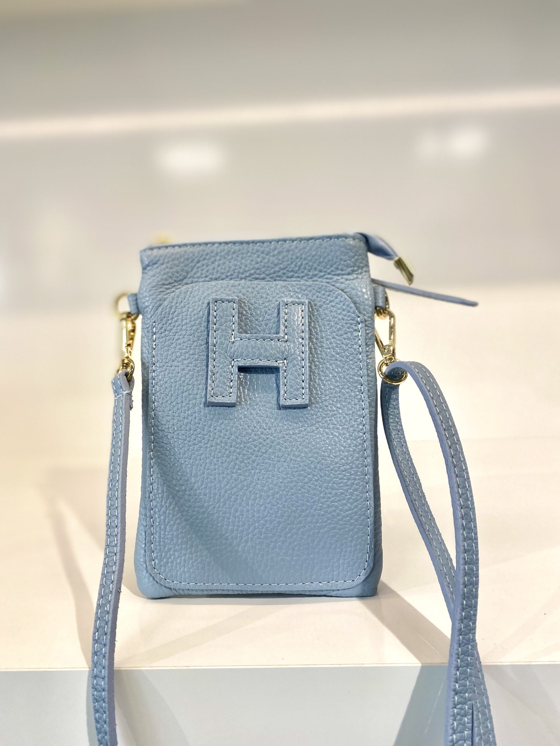 Tas Leer Blauw H-Gesp T242