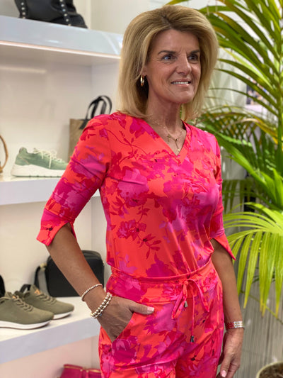 Mi Piace Travelstof Top coral flower 202329