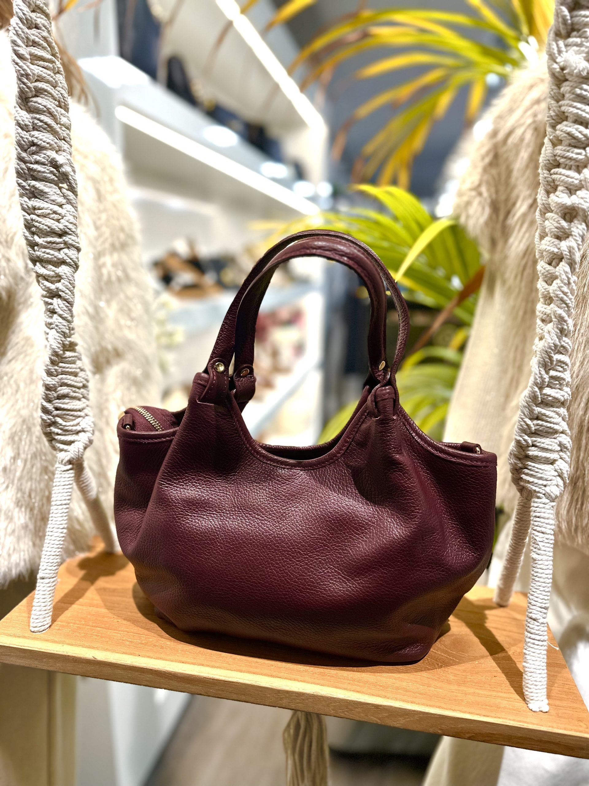 Lou Medium Tas Classic Grain Burgundy T314
