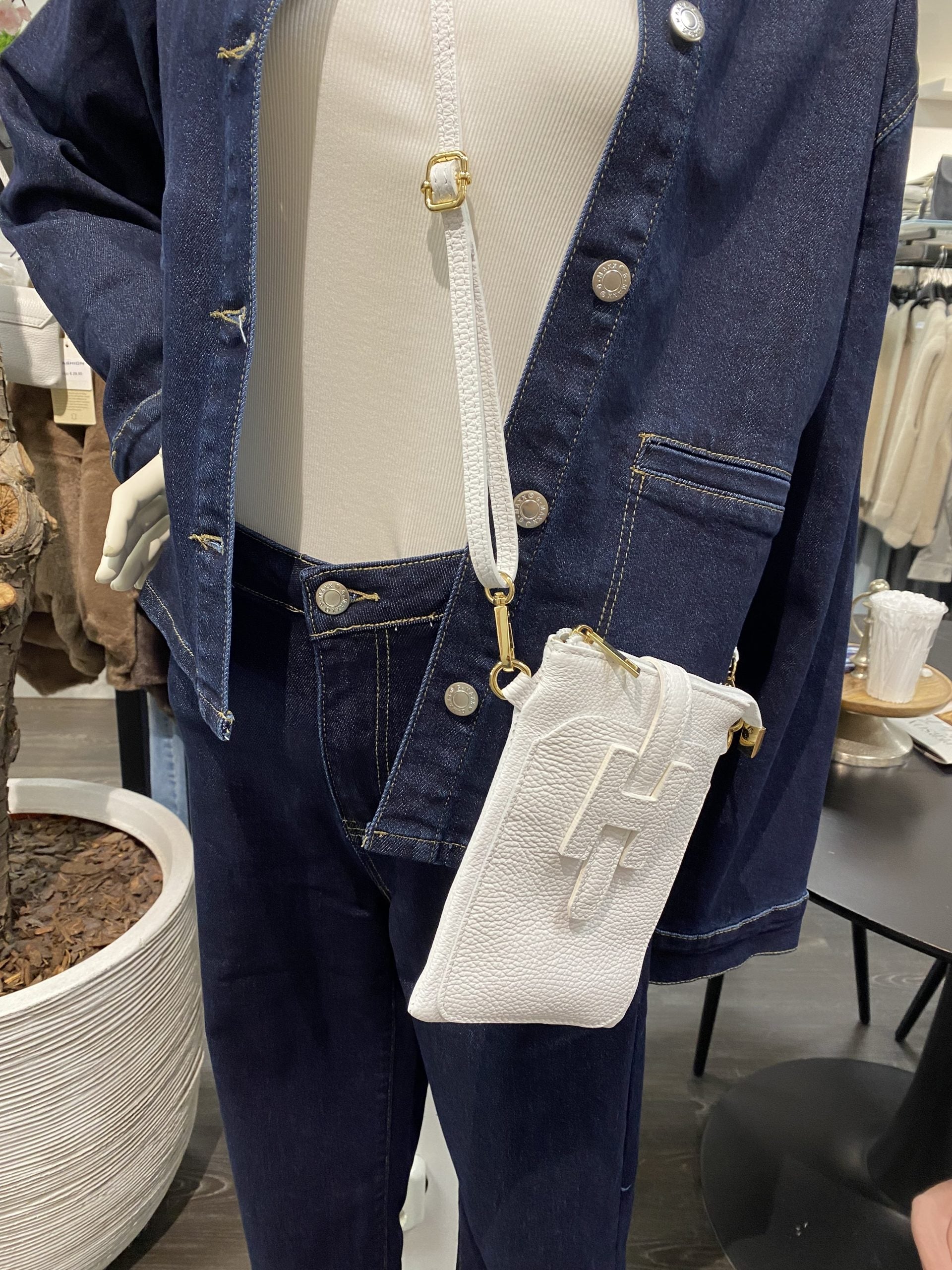 Telefoontasje Leer Wit/Goud T242