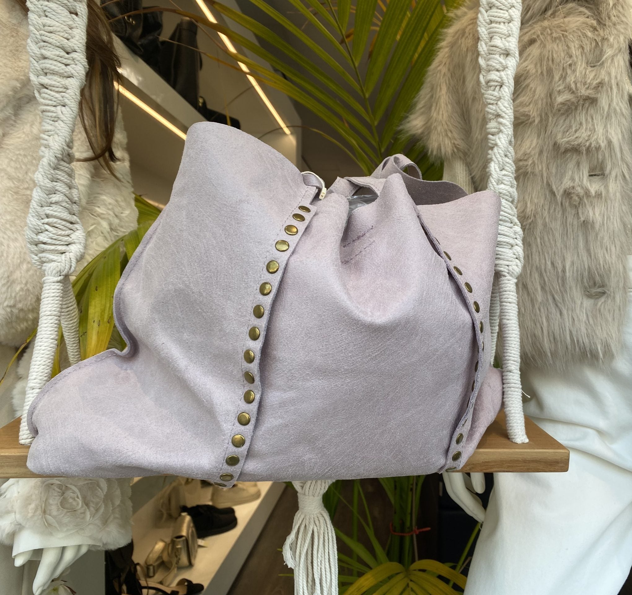 Shopper Tas Lila/Goud Studs T513