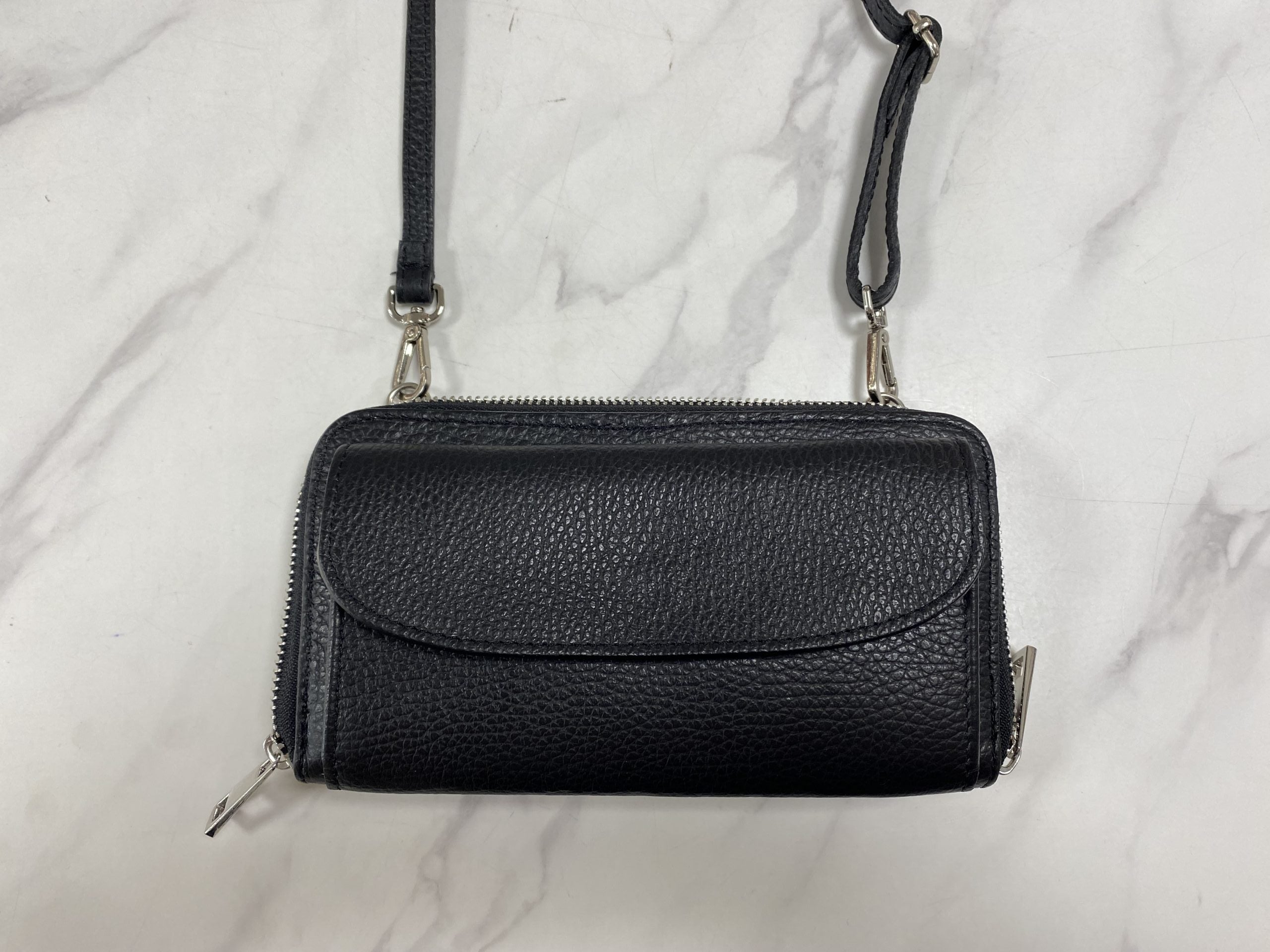 Portemonnee Leer Zwart/Zilver T267