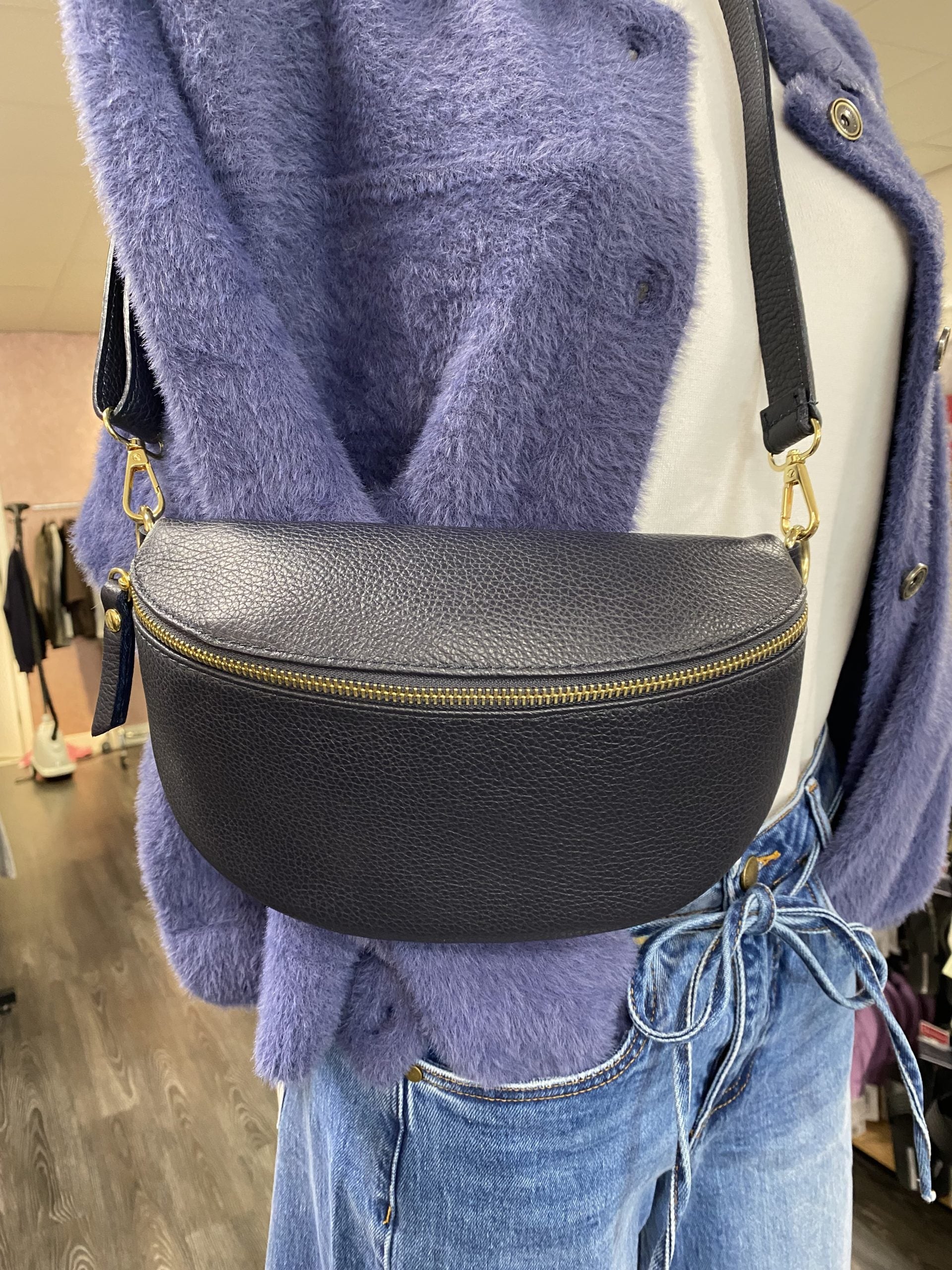 Crossbody Tas Leer Donkerblauw T223