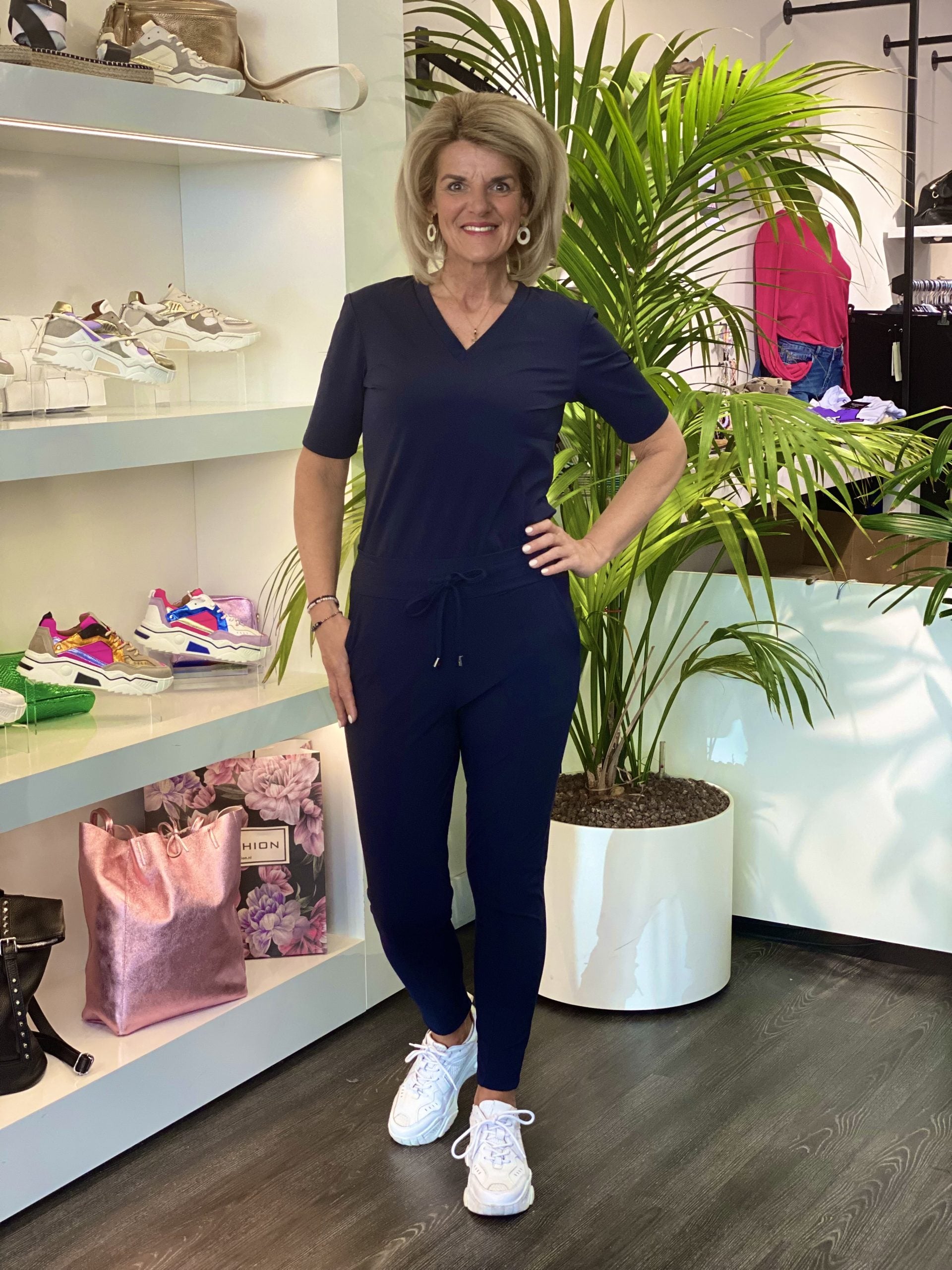 Mi Piace Travelstof Top V-Hals donkerblauw 202271