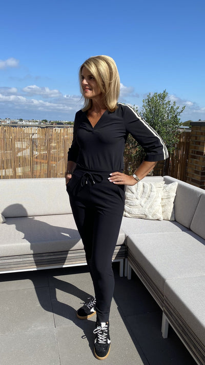 Mi Piace Bonded Travelstof Broek Premium Kwaliteit Smalle Pijp 202632 zwart