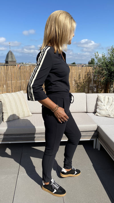 Mi Piace Bonded Travelstof Broek Premium Kwaliteit Smalle Pijp 202632 zwart