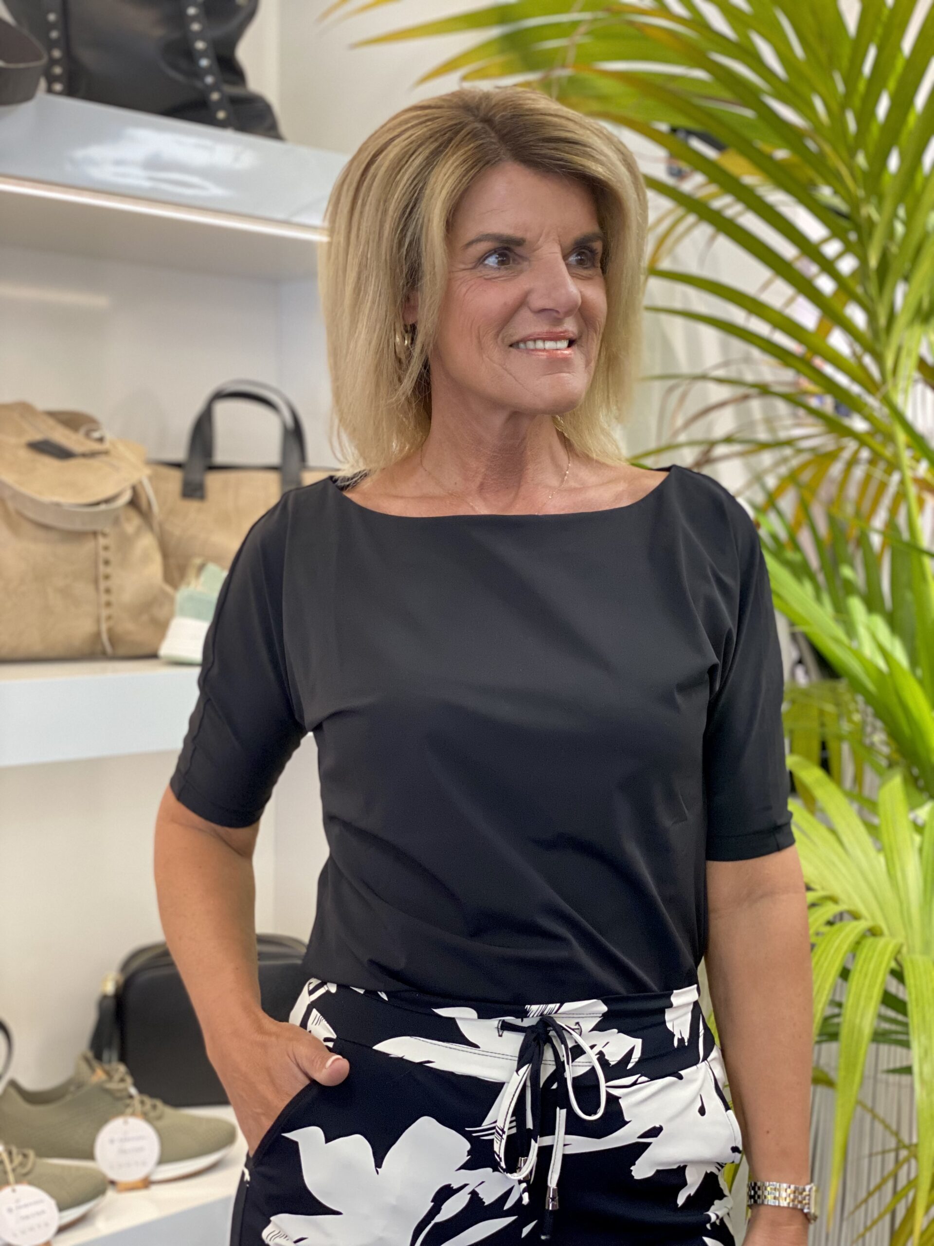 Mi Piace Travelstof Top Boothals 202427 zwart