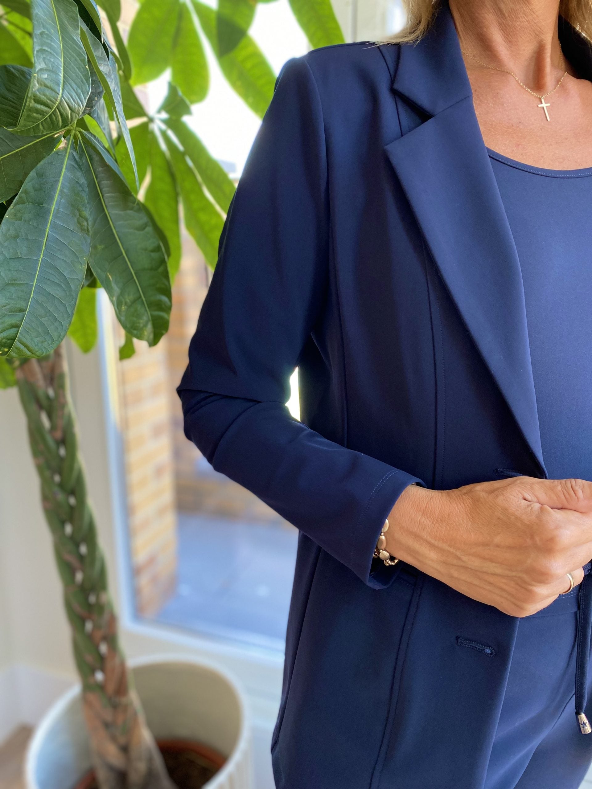 Mi Piace Bonded Travelstof Halflange Blazer 202634 donkerblauw