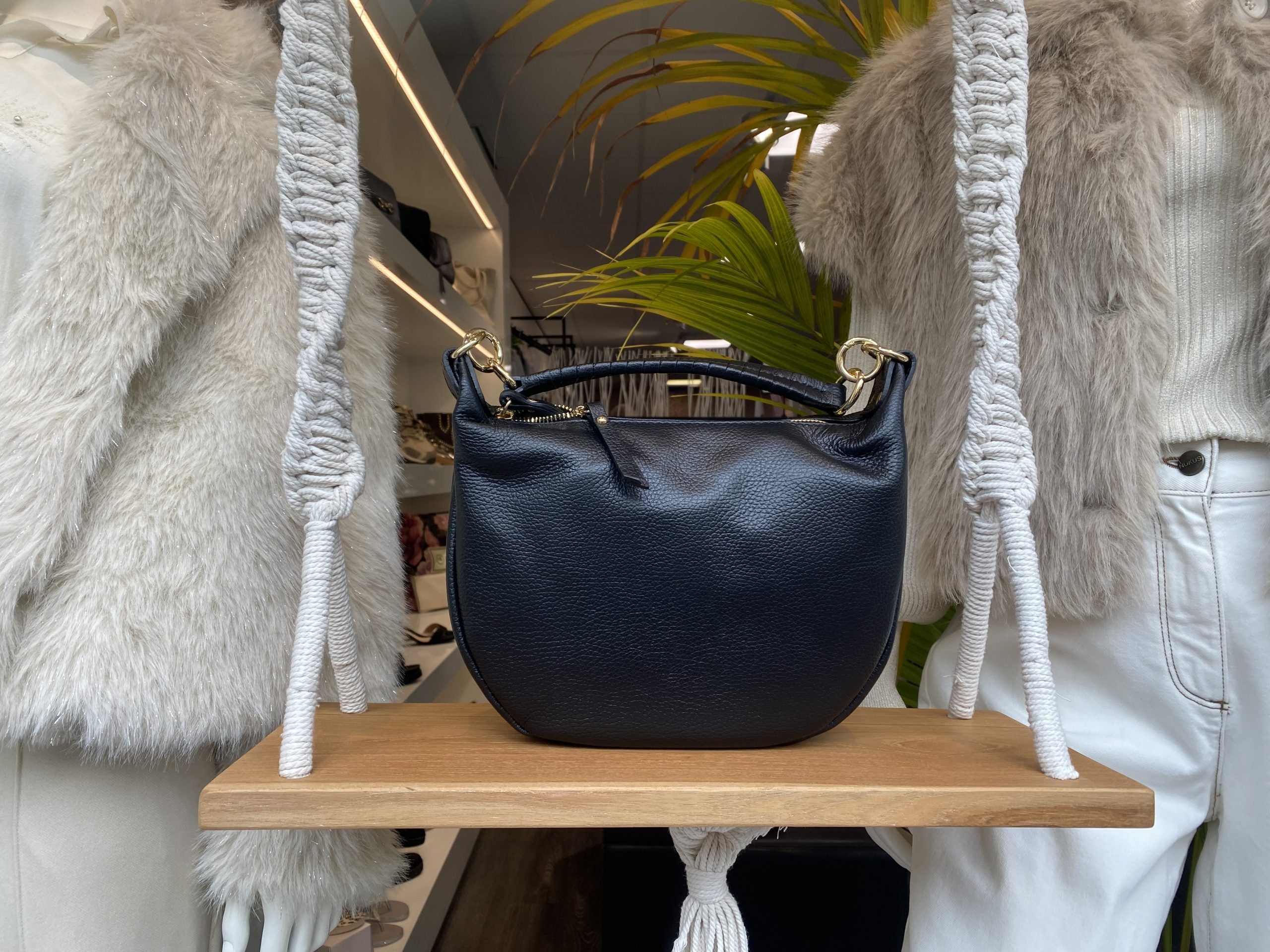 Sasha Handtas Leer Zwart T296