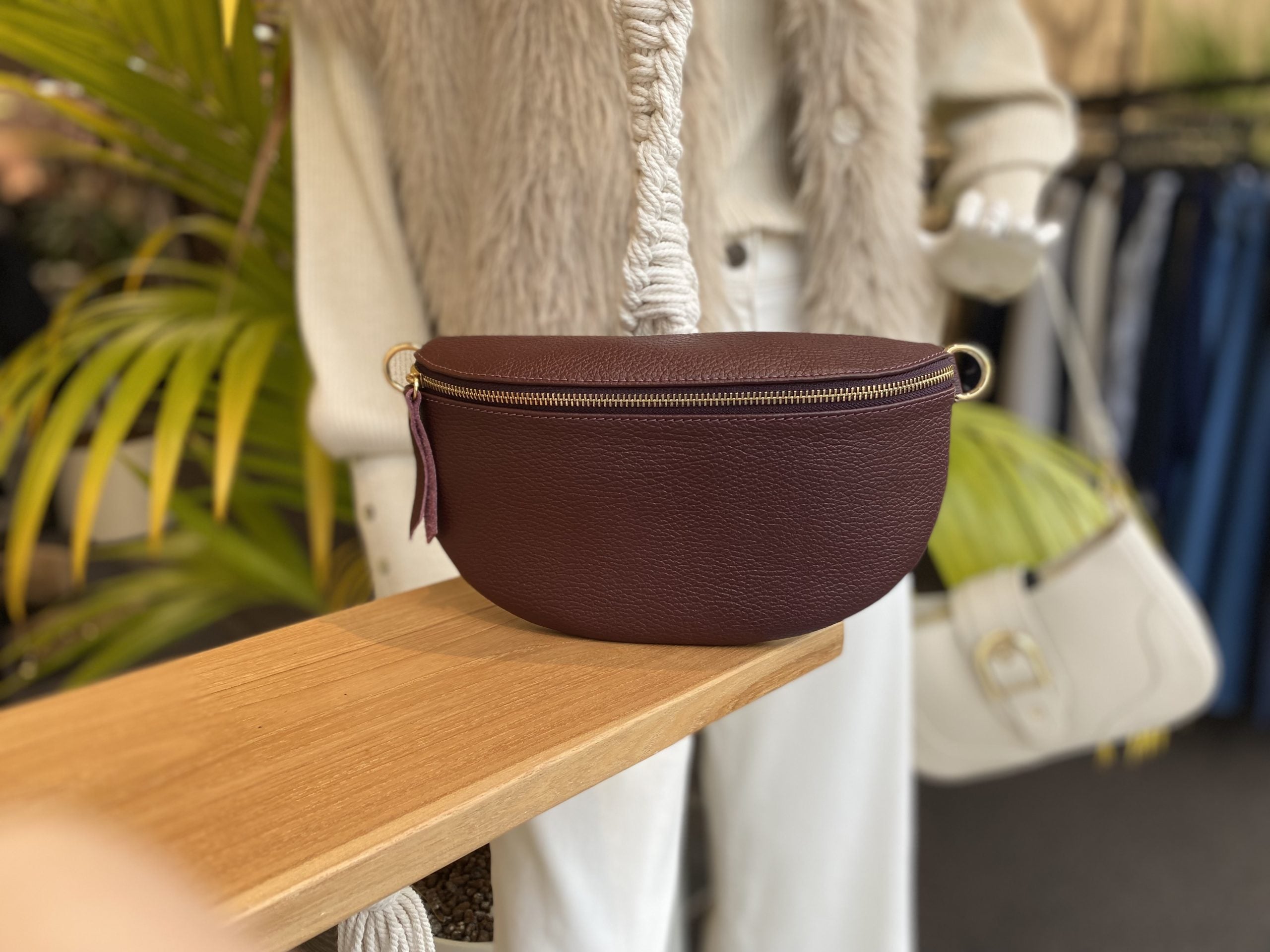 Zoey Crossbody Tas Large Burgundy/Goud T302