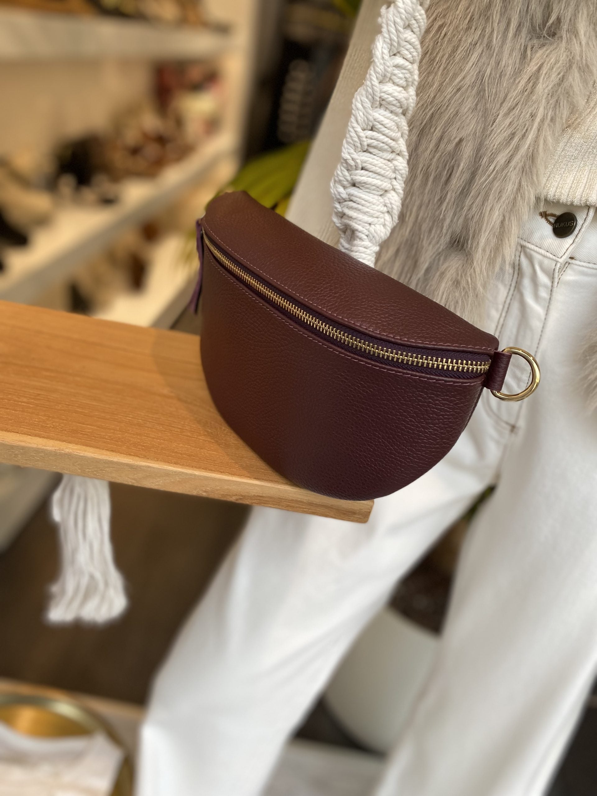 Zoey Crossbody Tas Large Burgundy/Goud T302