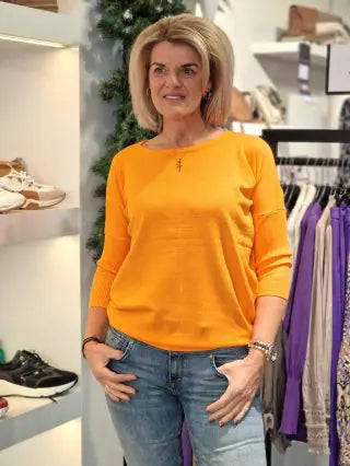 Freequent Jone Trui Pullover tangerine oranje