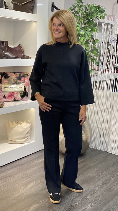 Mi Piace Sweat Top Rhine Stones 20200100 zwart