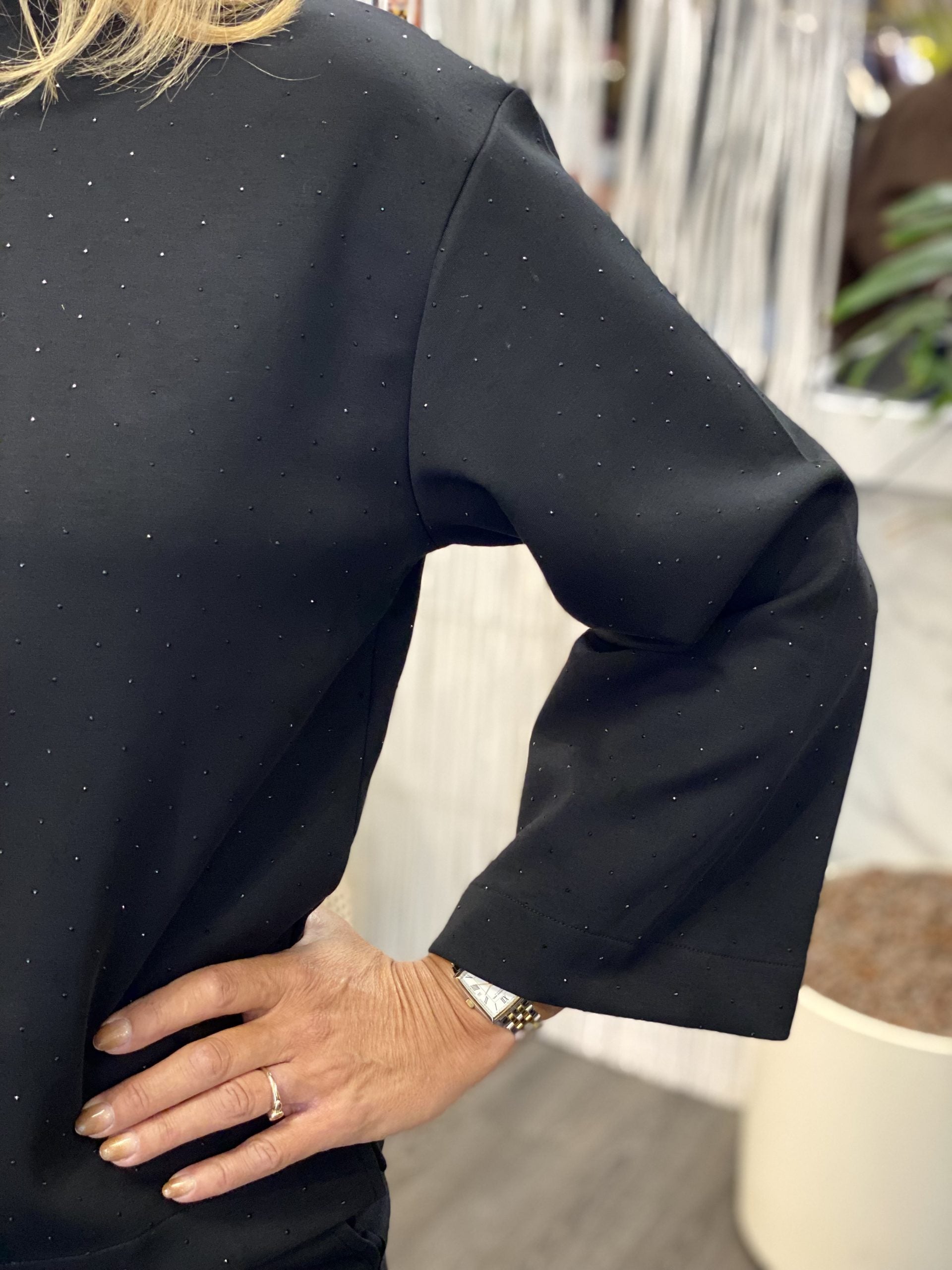 Mi Piace Sweat Top Rhine Stones 20200100 zwart