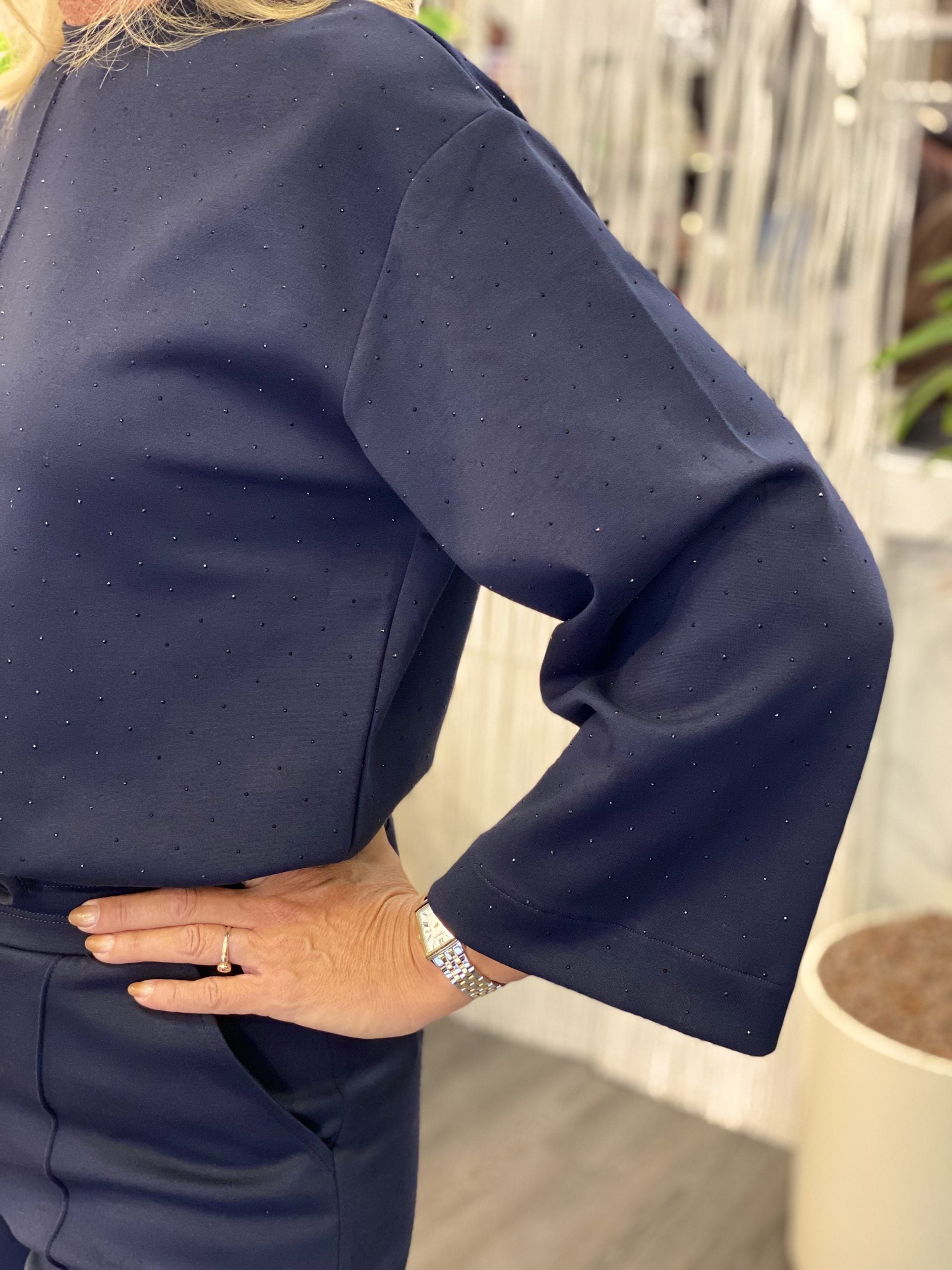 Mi Piace Sweat Top Rhine Stones 20200100 donkerblauw