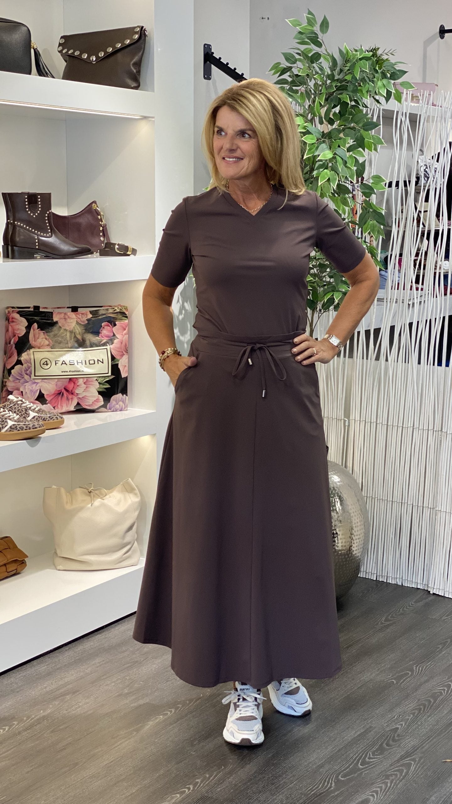 Stella Travelstof Shirt donkerbruin