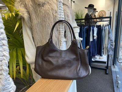 Lou Medium Tas Classic Grain Dark Brown T314