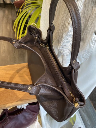 Lou Medium Tas Classic Grain Dark Brown T314