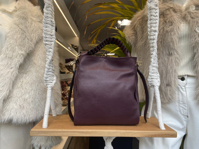 Schoudertas Leer Vlecht Burgundy T322