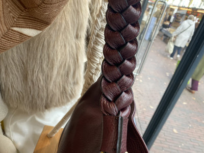 Schoudertas Leer Vlecht Burgundy T322