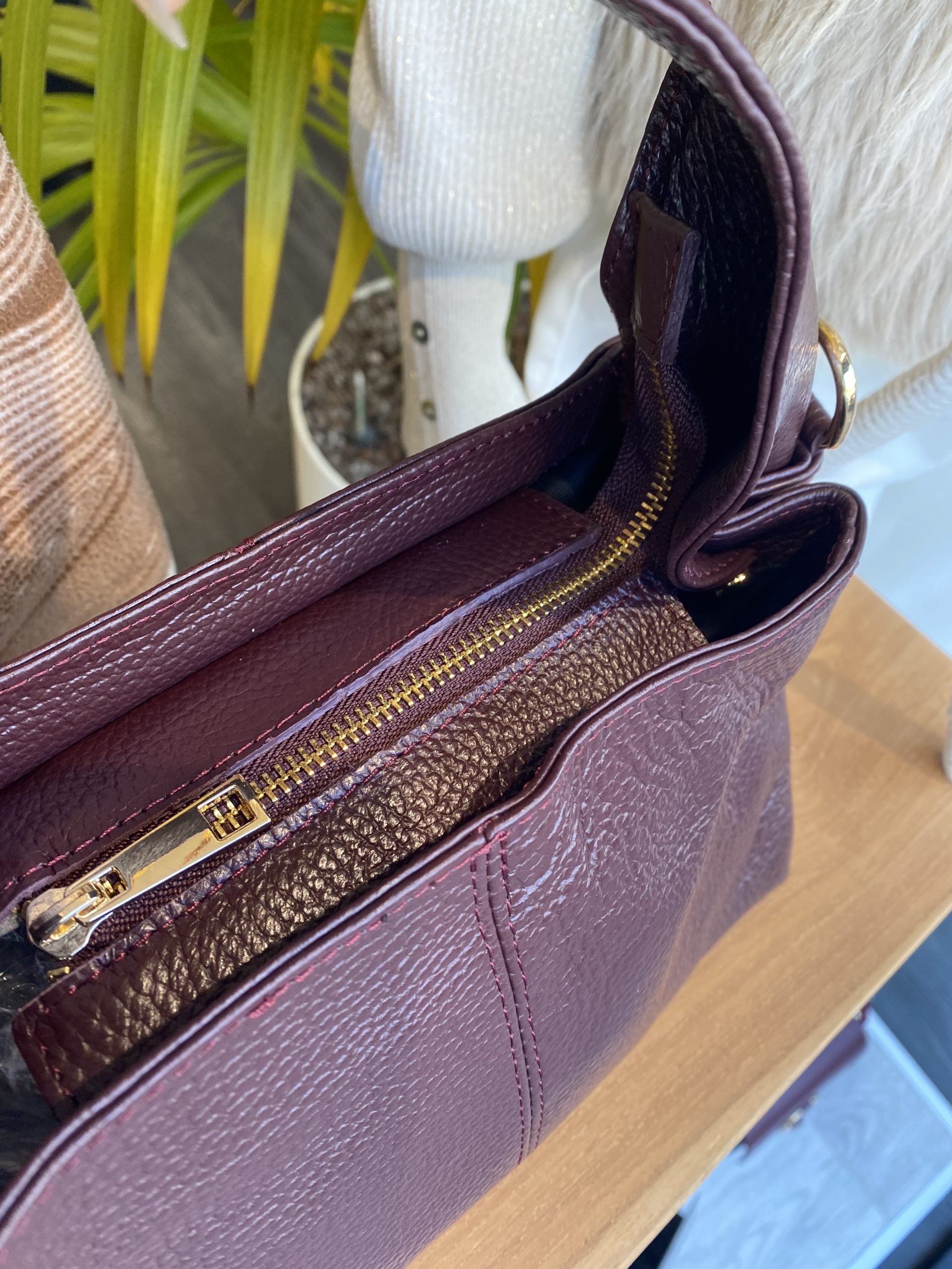 Handtas Leer Burgundy T325